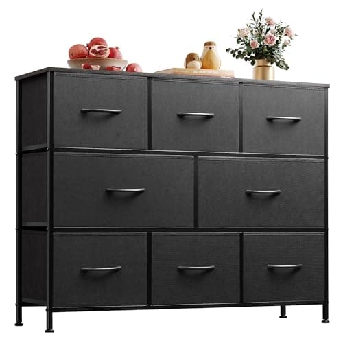 WLIVE 8 Drawer Dresser for Bedroom, Fabric Black Dresser with Large Storage Drawer Unit for Entryway, Chest of Drawers for Living Room - Image 1