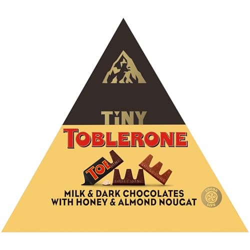 TOBLERONE Tiny Assorted Chocolate Bars Variety Pack (Milk & Dark), 1 Gift Box (25 Pieces) - Image 1