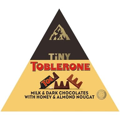 TOBLERONE Tiny Assorted Chocolate Bars Variety Pack (Milk & Dark), 1 Gift Box (25 Pieces) - Image 1