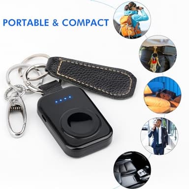 i.VALUX Portable Wireless Charger for Apple Watch Series 11/10/9/8/UItra/7/6/5/4/3/2/SE,Compact Magnetic iWatch Charger 1000mAh Extra Power Bank Smart Keychain Travel Accessories Father Birthday-Black - Image 3