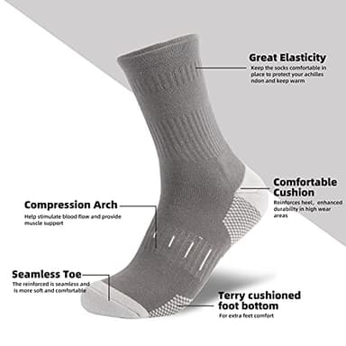 BUDERMMY Men's Cotton Moisture Wicking Heavy Cushion Crew Work Socks,6-12, 6Pairs (US, Numeric, 9, 12, Regular, Tall, black 1) - Image 2