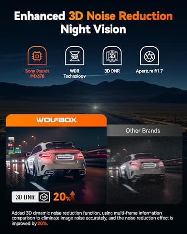 WOLFBOX X5 3 Channel 4K HDR Dash Cam, STARVIS 2 IMX678 Night Vision, 4K+2.5K+1080P Front and Rear Inside Car Camera with 128GB Card and GPS, Support Voice Control, Touch Screen and 5.8GHz WiFi - Image 7