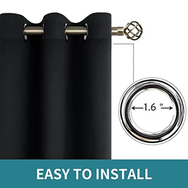 BGment Black Blackout Curtains for Bedroom 63 Inches Long, Black Out Room Darkening Light Blocking Thermal Insulated Grommet Window Drapes for Summer Heat, Each Panel 42 Inch Wide - Image 6