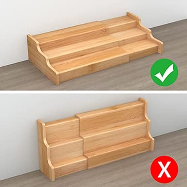 Spice Rack Kitchen Cabinet Organizer- 3 Tier Bamboo Expandable Display Shelf Yellow - Image 2