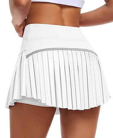 JoyGirl Pleated Tennis Skirt for Women with Shorts High Waisted Golf Skort Mini Skirt Workout Athletic Skorts Skirts with Pockets (#2 White,Large) - Image 1