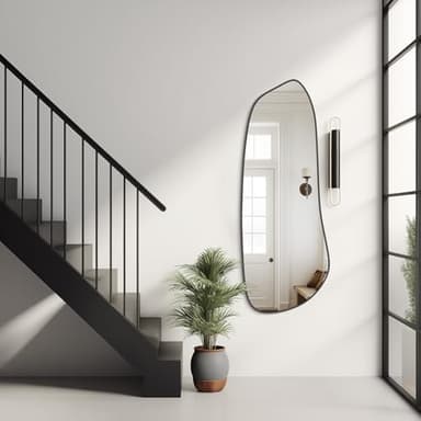 WallBeyond Irregular Wall Mirror, Asymmetrical Mirror Wall Mounted with Black Framed for Living Room, Bathroom, Bedroom, Entryway Wall Decor, 46"×18", Black - Image 3