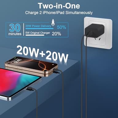 Fast Charger for 15 16 17 Pro Max, 10FT Long USB C to C Charging Cable Cord & 20W Dual Port USB C Fast Charger Block for Phone 17 16 15 Pro Max/17 16 15/15 Plus,Pad Pro 12.9"/11", Android Phone - Image 4