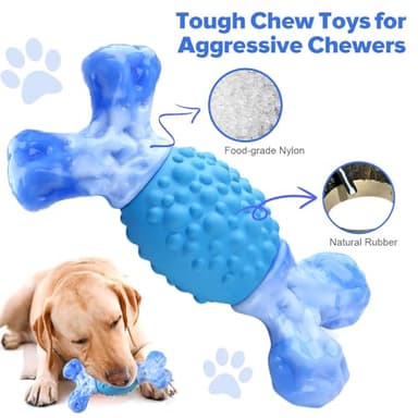 Rensh Tough Dog Chew Toys for Aggressive Chewers, Almost Indestructible Dog Toys for Medium Large Breed, Super Bone Chew Toy to Keep Them Busy & Reduce Boredom, Teeth Cleaning & Training, Milk Flavor - Image 3