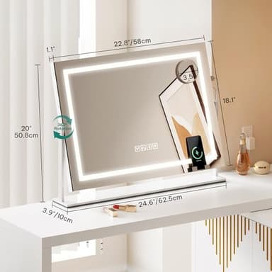 YITAHOME Vanity Mirror with Lights 24.6"x20" LED Lighted Makeup Mirror, Dimmable 3 Color, Large Makeup Mirror with Lights, Led Mirror Makeup, for Vanity Desk Tabletop Salon - Image 2