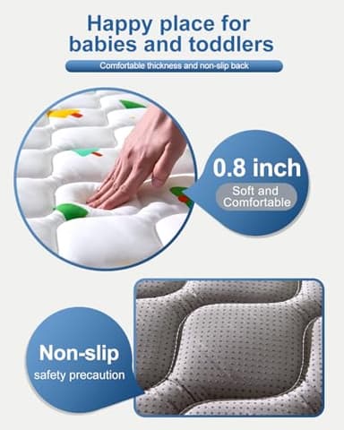 Odorless Premium Foam Baby Play Mat 50" x 50", Soft Microfiber Fabric Crawling Mat for Floor- Comfortable and Hypoallergenic, Non-Slip Cushioned Floor Playpen mat for Infants,Babies,Toddlers - Image 4