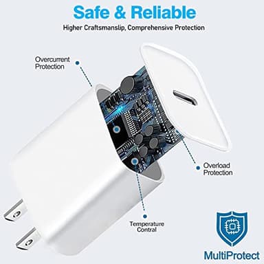 USB C Fast Charger for Apple iPad Pro 13/12.9/11 in 2025-2018,iPad 11th(A16),iPad Air 5th/Mini 7th,iPhone 17/16/15 Series,USB C Charger Fast Charging Adapter Wall Block with 6FT USBC to C Cable Cord - Image 6