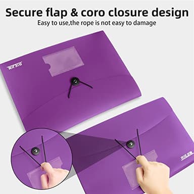 Accordian File Organizer 7 Pocket Expanding File Folder with Labels, Plastic Expandable File Folder for Documents Letter Size A4 Papers - Purple - Image 5