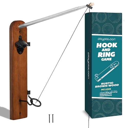 Play Platoon Hook and Ring Game with Extendable Pole Bottle Opener & Magnetic Cap Catch - Ring Toss Game for Adults - Wall Mounted Games for Room, Basement, Garage, Outdoor Patio & Bar Man Cave Decor - Image 1