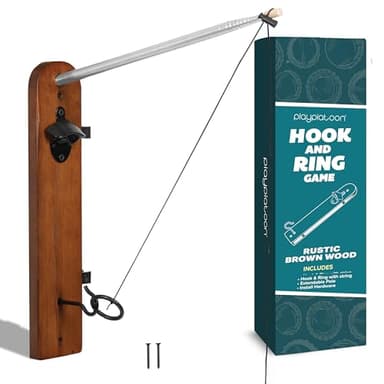 Play Platoon Hook and Ring Game with Extendable Pole Bottle Opener & Magnetic Cap Catch - Ring Toss Game for Adults - Wall Mounted Games for Room, Basement, Garage, Outdoor Patio & Bar Man Cave Decor - Image 1