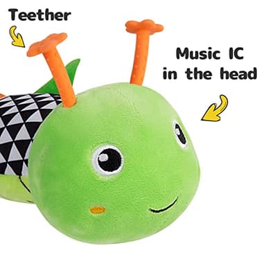 Sumobaby Infant Baby Musical Stuffed Animal Activity Soft Toys with Multi-Sensory Crinkle, Rattle and Textures, for Tummy Time Newborn 0-3-6-12 Months Boys, Girls, Caterpillar - Image 2