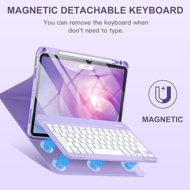 Harvopu Keyboard Case Compatible with iPad Air 11-inch/Air 5th 4th Generation Case with Keyboard-Backlit Detachable, Folio Cover with Pencil Holder for Air 11" M3/M2 (2025/2024), Air 5/Air 4 (Purple) - Image 4