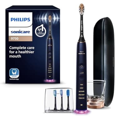 Philips Sonicare DiamondClean Smart 9750 Electric Toothbrush, Sonic Toothbrush with App, Pressure Sensor, Brush Head Detection, 5 Brushing Modes and 3 Intensity Levels, Lunar Blue, Model HX9954/74 - Image 1