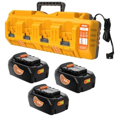 20V 5.0Ah Battery Replacement for Dewalt 20V MAX Battery and DCB104 Battery Charger Combo, Compatible with Dewalt 12-20V Batteries and 20V Cordless Tools (3-Pack) - Image 1