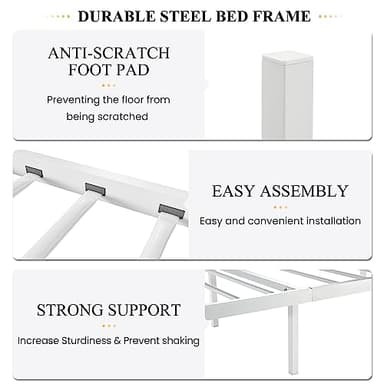 SHA CERLIN Twin Size Bed Frame for Kids,Metal Bed Frame with Butterfly Pattern Design Headboard & Footboard,No Box Spring Needed,Easy Assembly,White - Image 7