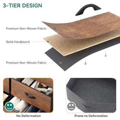 YITAHOME 8 Drawers Fabric Dresser, Furniture Storage Tower Cabinet, Organizer for Bedroom, Living Room, Hallway, Closet, Sturdy Steel Frame, Wooden Top, Easy-to-Pull Fabric Bins - Image 6