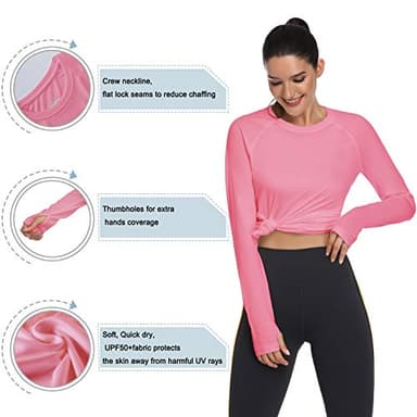 HISKYWIN Women's UPF 50+ Sun Protection Long Sleeve Shirts Outdoor Hiking Fishing Tops HF103- Pink-XL - Image 4