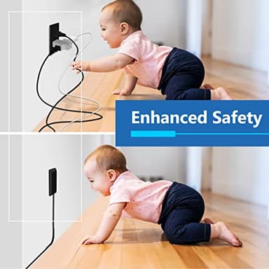 LIDER Flat-Face Outlet Extender with 3 Receptacles, Ultra-Thin Wall Plate Plug with Cord Extender and 3-Outlet Power Strip, 3ft Cord, LWE3-315-BK2P, ETL-Listed, Black, 2 Pack - Image 4