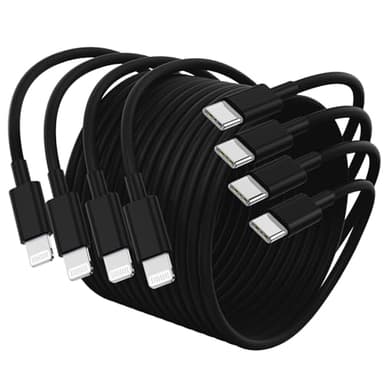 4Pack USB C to Lightning Cable 6FT, Fast Charging Cord for iPhone 14, Replacement for Apple Original Charger Cable for iPhone 14 13 12 11 Pro 11 XS MAX XR 8 7 6s Plus-Black - Image 1