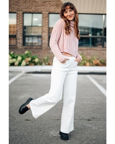 GRAPENT White High Waisted Trousers - Women's Bright White Jeans Size 8 (M), 10 - Image 4