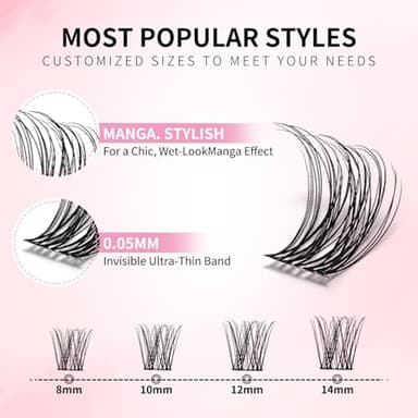 uCoolMe Short Venus Lash Clusters 8-14mm Wispy Natural Eyelash Clusters Individual Lashes D Curl Cluster Lashes 0.05mm WideSpan Ultra-Thin Clear Band(Short Venus Only Lashes) - Image 2