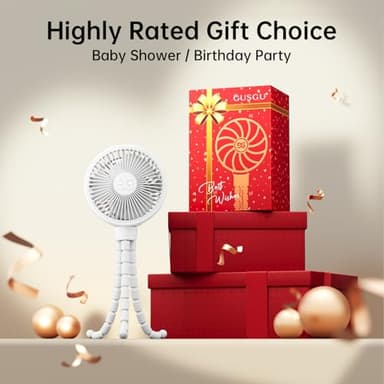 GUSGU Stroller Fan Clip on for Baby, Flexible Tripod & Rechargeable Battery, Small Personal Fan, Mini Portable Fan for Travel, Handheld, Car (White) - Image 5