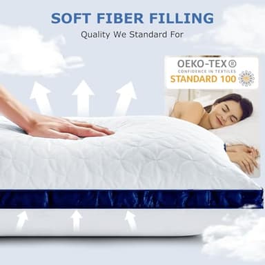 Slybear Pillows Standard Size Set of 2, Cooling Bed Pillow Hotel Quality Pillows 2 Pack for Back, Stomach or Side Sleeper, Fluffy Pillow with Down Alternative for Bed Sleeping, Machine Washable - Image 3