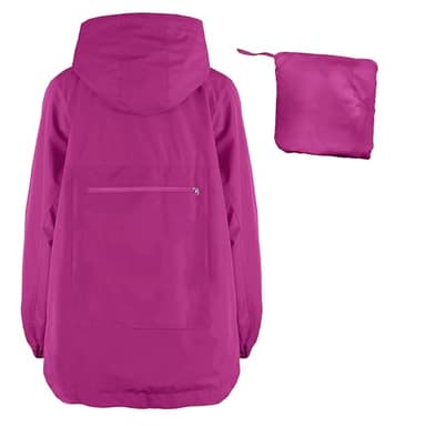 PESION Women's Waterproof Rain Jacket Lightweight Hooded Raincoat for Hiking Travel Outdoor, Violet Berry, XXLarge - Image 5