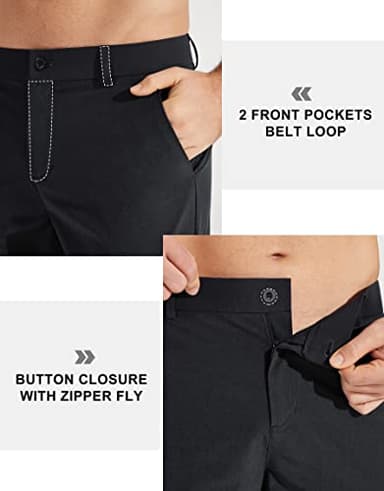 Libin Mens Golf Pants Classic Fit Stretch Work Dress Pants 32" Quick Dry Lightweight Business Casual Trousers Comfort Water Resistant, Black, 38W x 32L - Image 3