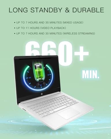 HP Student Business Laptop Computer - w/Microsoft Office Lifetime & External DVD Drive • 16GB RAM • 128GB UFS & 256GB Extend Micro SD • Intel 4-Core Processor • HD Display • Win11 Pro(Silver) - Image 4