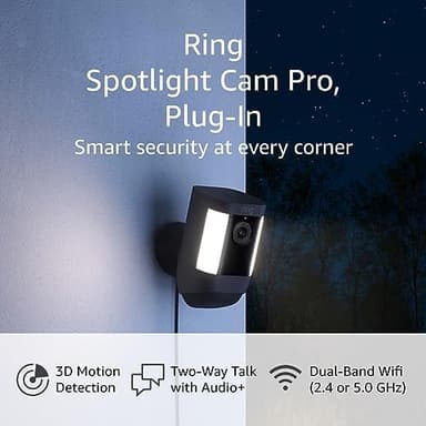 Like-New Ring Spotlight Cam Pro, Plug-In | 3D Motion Detection, Two-Way Talk with Audio+, and Dual-Band Wifi (2022 release) - Black - Image 3