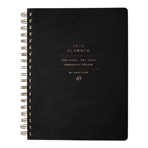 Fringe Studio 2025 Spiral Weekly Planner, Aug 2024 - Dec 2025, 17 Month, Faux Leather Cover, "Standard Black", 6.875" W x 9.78"H, 236 Pages (844FL001FSC) - Image 1