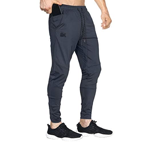 BROKIG Mens Lightweight Gym Jogger Pants,Men's Workout Sweatpants with Zip Pocket(Dark Grey,Large) - Image 1