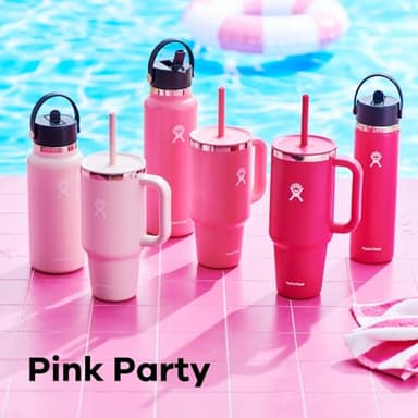 Hydro Flask Water Bottle - Insulated Stainless Steel - Wide Mouth Flex Straw Lid, Non Spill, Leakproof and Refillable in 40 Oz Camellia - Image 3