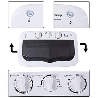 Compact Portable Washing Machine – Mini Twin Tub Washer with Built-in Drain Pump, 14.3lbs Semi-Automatic Spin Dryer, Ideal for Camping, Apartments, Dorms, College Rooms and Small Spaces, Gray - Image 4