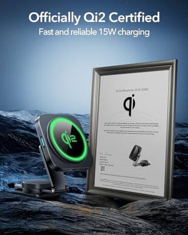 ESR for MagSafe Car Mount Charger, Foldable Dashboard Magnetic Wireless Car Charger, for MagSafe Charging,Tesla Touchscreen Car Phone Holder for iPhone 17/16/15/14/13/12, S25, Pixel 10, Strong Magnets - Image 2