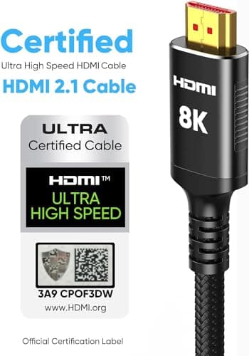 Snowkids 8K Certified HDMI 2.1 Cable 10 ft, 48Gbps Ultra High-Speed HDMI Cables Cord, 10K 8K@60Hz, 4K@120Hz Compatible for TV/Laptop/Monitor/PS-5/X-box/Projector/Entertainment/Sound System & More - Image 2
