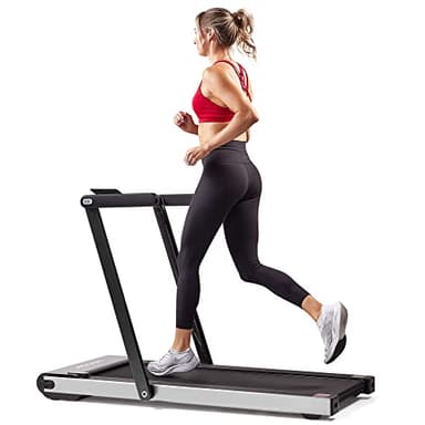 Sunny Health & Fitness Asuna Space Saving Treadmill, Motorized with Low Profile, Speakers & Slim Folding - 8730,Black - Image 1