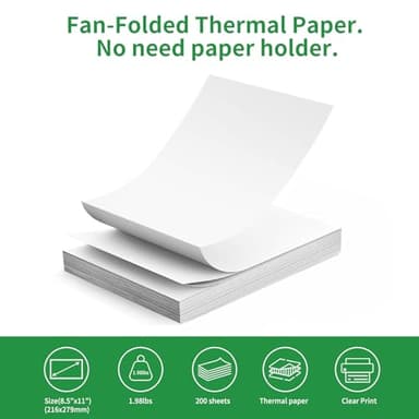 Gloryang Thermal Printer Paper 8.5 x 11 Inch US Letter Size, Quick-Dry Fan-Folded Thermal Paper, Advanced Thermal Printing, Compatible with Gloryang&JADENS PD-A4 Portable Printer, 200 Sheets - Image 4