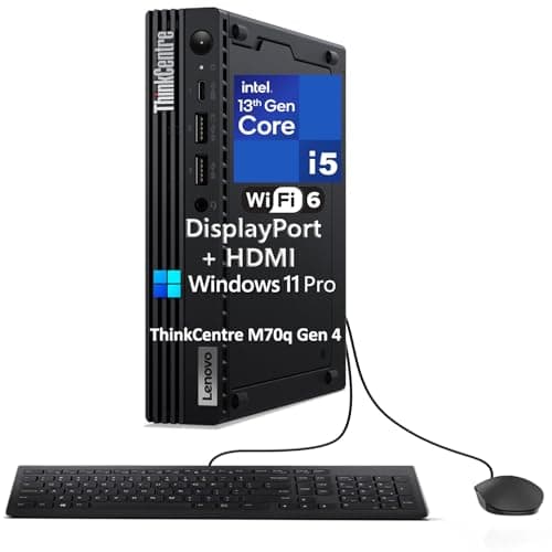 Lenovo ThinkCentre M70q Gen 4 MFF 1L Tiny Mini Business Desktop Computer, 16GB DDR5, 512GB PCIe SSD, Intel 10-Core i5-13400T (Beat i7-12700T), WiFi 6, HDMI, DisplayPort, Windows 11 Pro, Vent-Hear - Image 1