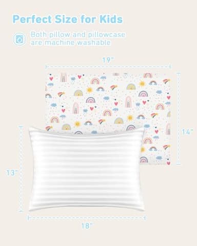 Babebay Toddler Pillow,13X18 Soft Toddler Pillows for Sleeping, Machine Washable Kids Pillow with Cotton Pillowcase, Perfect for Travel, Toddlers Cot - Image 6