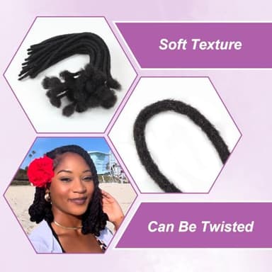 Vecago 10 inch 50 Strands Loc Extensions Human Hair, 0.4cm Width 100% Human Hair Dreadlock Extensions for Men/Women, Can be Dyed Soft Dreads Extensions,1B/30 - Image 3