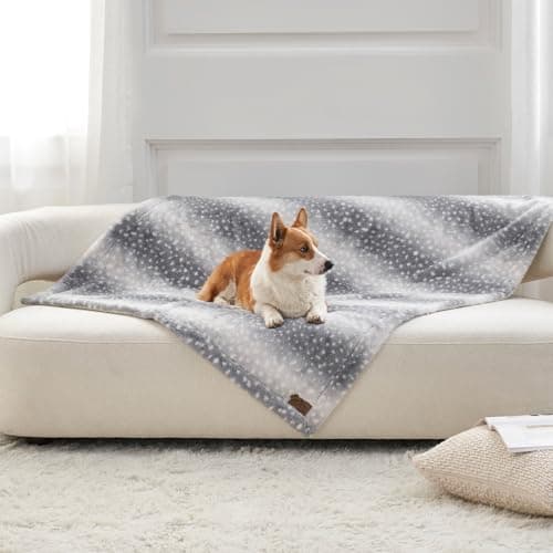 COZY KISS Waterproof Pet Blanket for Large Dog, Soft Luxury Faux Fur Throw for Woman Sofa Bed Couch, Non-Shedding Double Sided, Super Fluffy Thick Warm, Reversible, 50x60 in, Grey Deer Print - Image 1