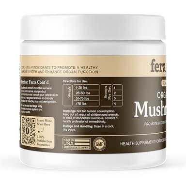 Fera Pets Mushroom Supplement for Dogs & Cats with Turkey Tail - USDA Organic - Cognitive and Immune Support - Enhances Liver Function - Supports a Healthy Gut - Powder - 120 Scoops - Image 7