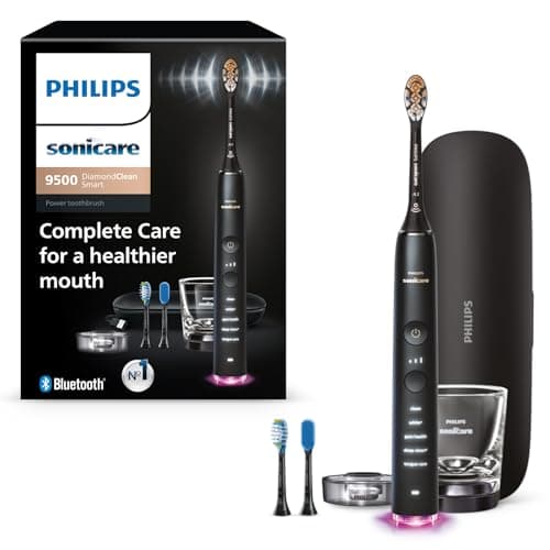Philips Sonicare DiamondClean Smart 9500 Electric Toothbrush, Sonic Toothbrush with App, Pressure Sensor, Brush Head Detection, 5 Brushing Modes and 3 Intensity Levels, Black, Model HX9923/11 - Image 1