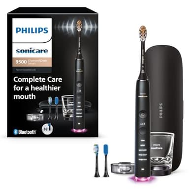 Philips Sonicare DiamondClean Smart 9500 Electric Toothbrush, Sonic Toothbrush with App, Pressure Sensor, Brush Head Detection, 5 Brushing Modes and 3 Intensity Levels, Black, Model HX9923/11 - Image 1
